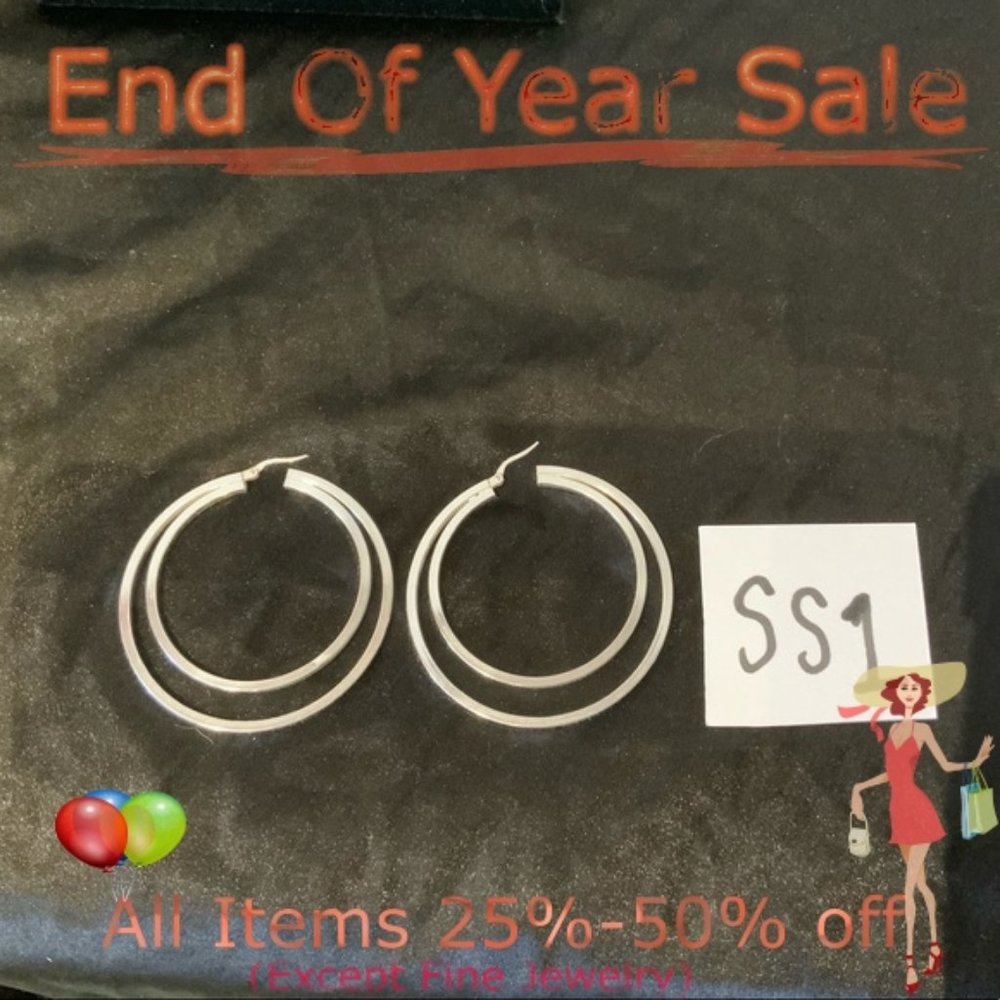 NWOT - Sterling Silver double hoop earrings.